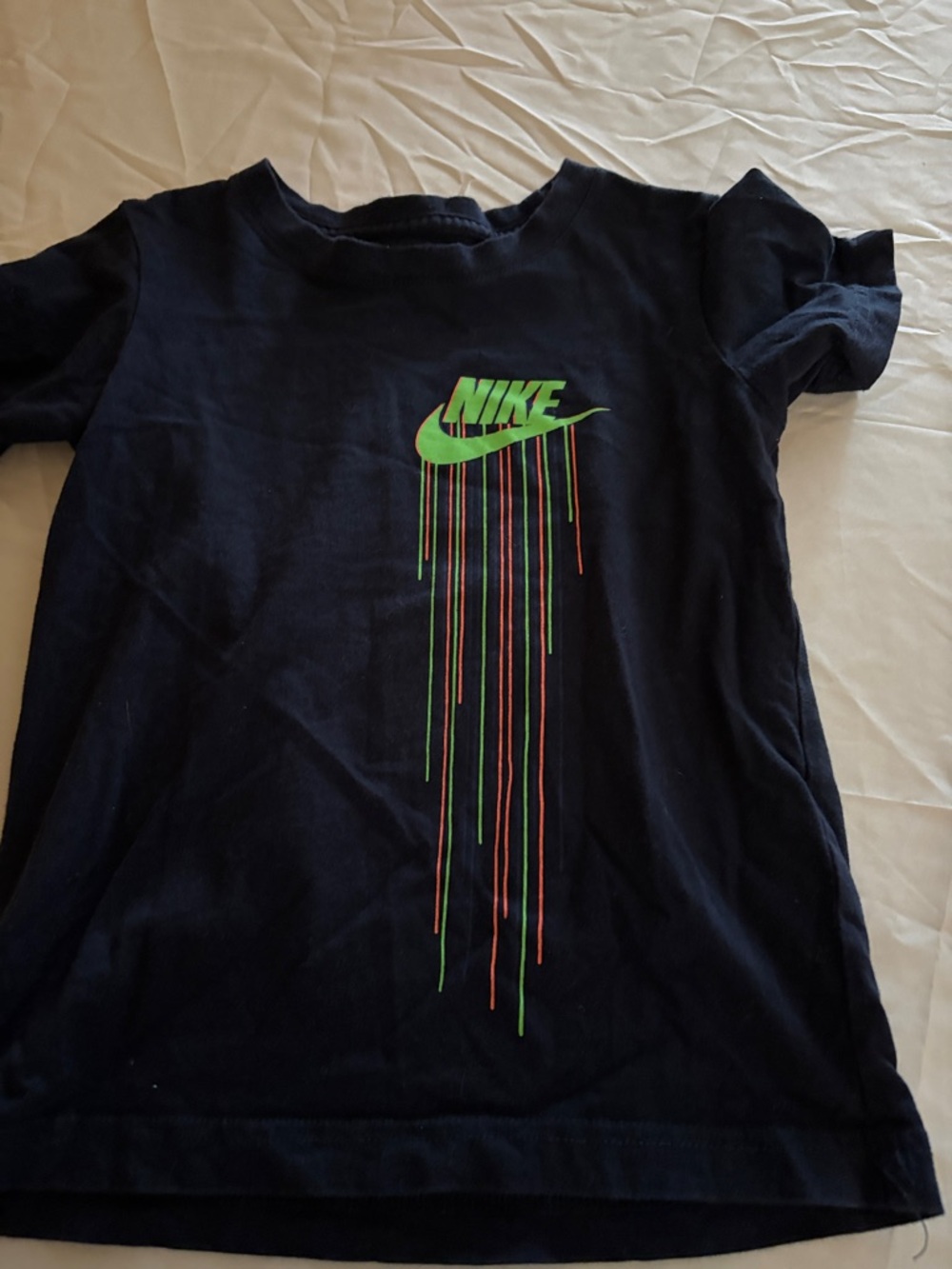 Nike Black Tee with Neon Green and Neon Orange Drip Graphic